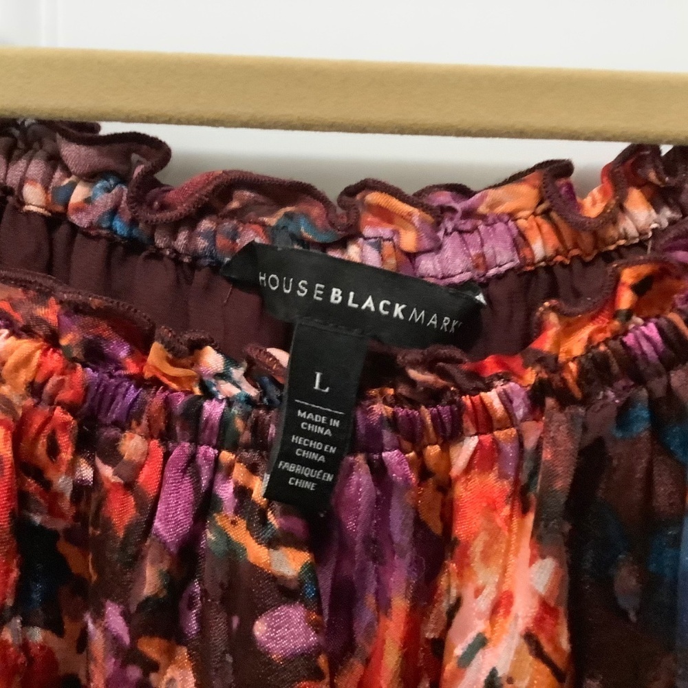 Watercolor Burnout Rayon/Silk/Polyester Blend Balloon Sleeve L Blouse - Picture 3 of 14